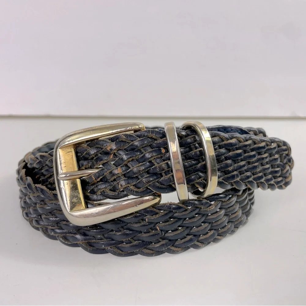 Talbots Navy Blue Braided‎ Leather Belt